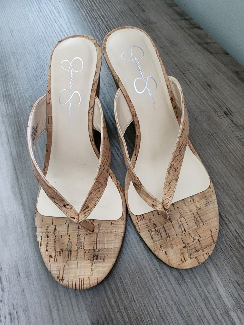 Jessica Simpson Cork Tan Wedge Sandals
